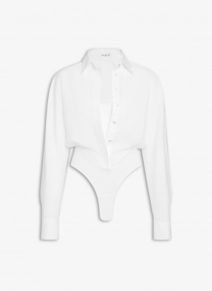 Bodysuit Alaia Layer Body-shirt Femme Blanche France | C1R-1591