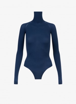 Bodysuit Alaia Second Skin Knit Body Femme Bleu France | E4L-9148