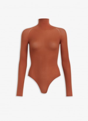 Bodysuit Alaia Second Skin Knit Body Femme Camel France | R8T-9325