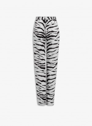 Pantalon Alaia Straigh Animal Denim Femme Noir France | O6S-9842