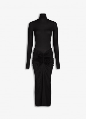 Peignoir Alaia Draped Jersey Femme Noir France | Q8H-7222
