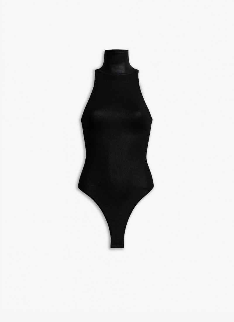 Bodysuit Alaia High Neck Coated Body Femme Noir France | Q9X-5472