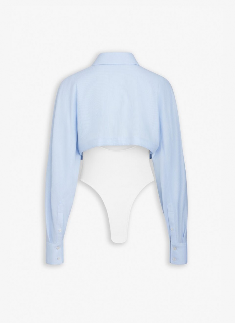 Bodysuit Alaia Layer Body-shirt Femme Bleu France | Z8Z-3841