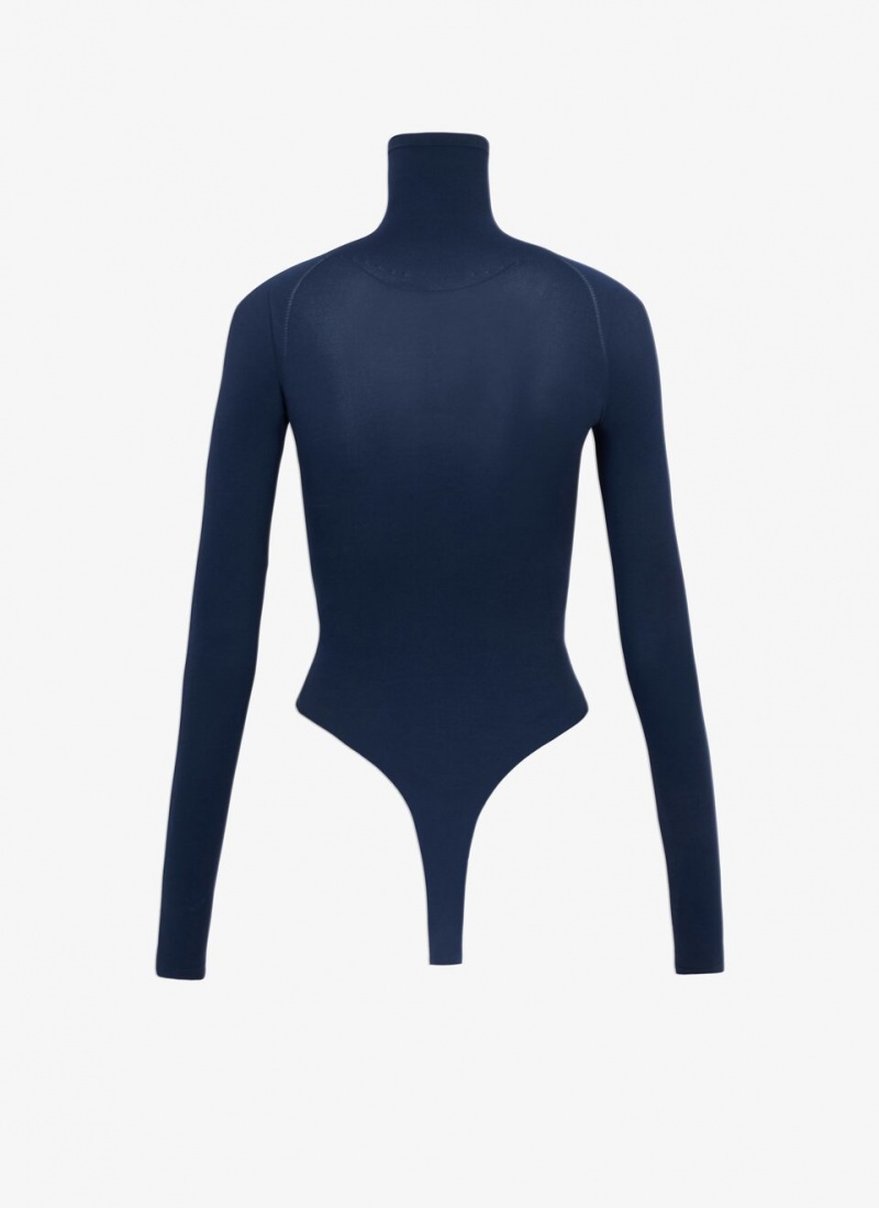 Bodysuit Alaia Second Skin Knit Body Femme Bleu France | E4L-9148