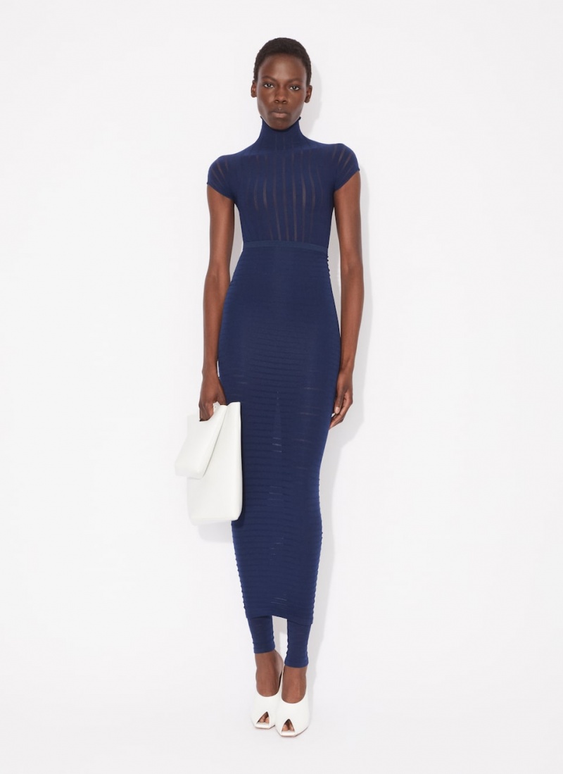 Bodysuit Alaia Sheer Stripes Body Femme Bleu France | Z9T-7468