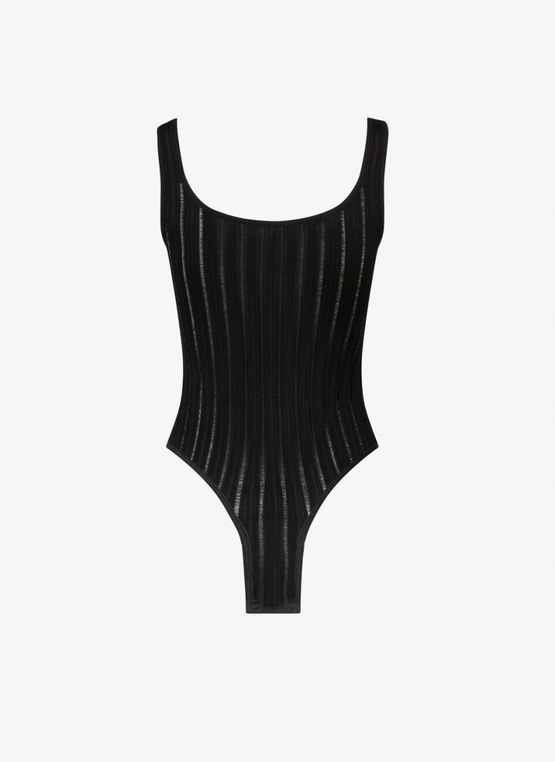 Bodysuit Alaia Shiny Crinoline Tank Body Femme Noir France | X2T-9017