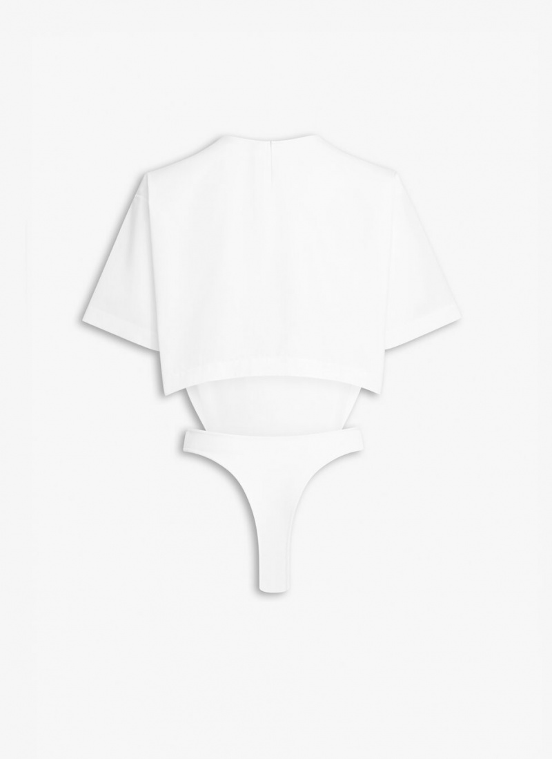 Hauts Alaia Poplin Body T-shirt Femme Blanche France | N8E-3210