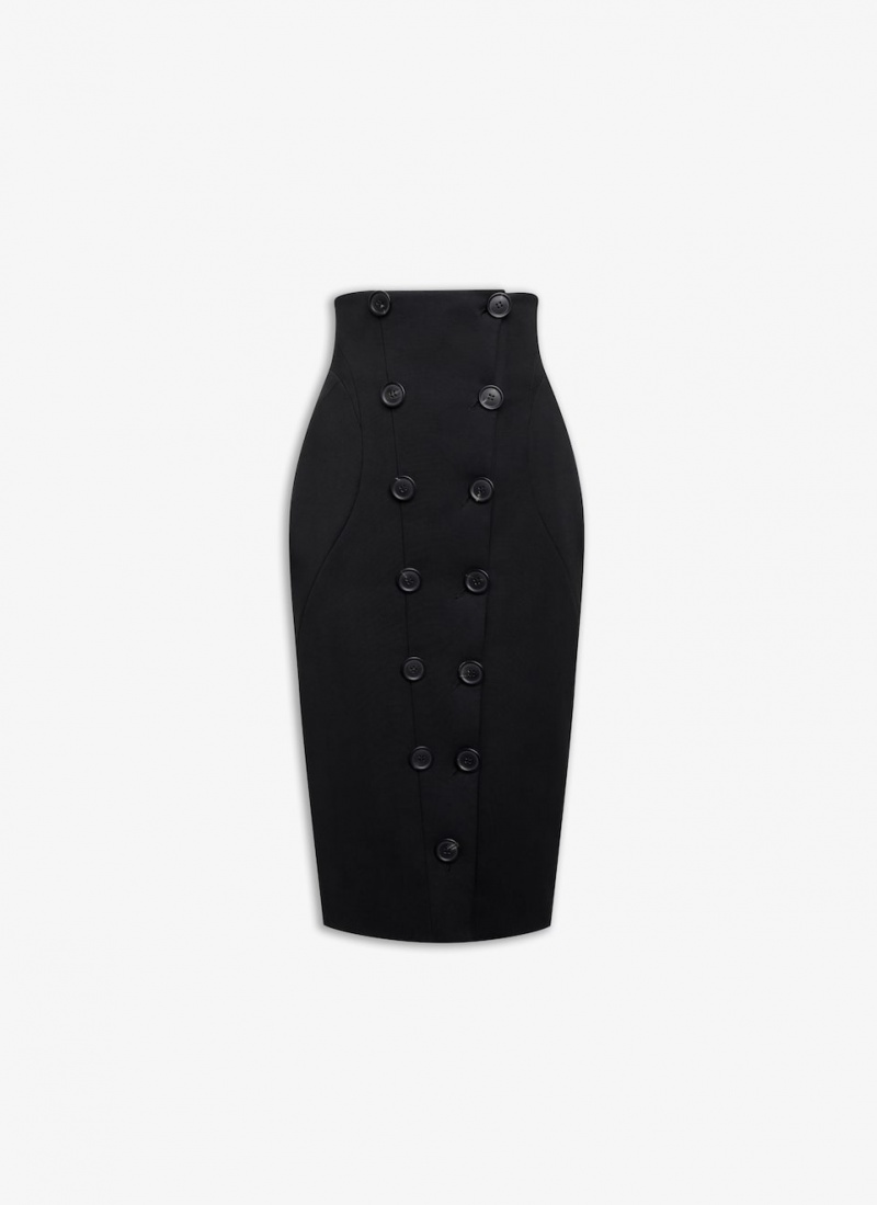Jupes Alaia Button Femme Noir France | H7G-1702