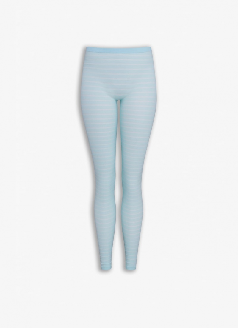 Leggings Alaia Sheer Stripes Femme Bleu France | H5H-8162