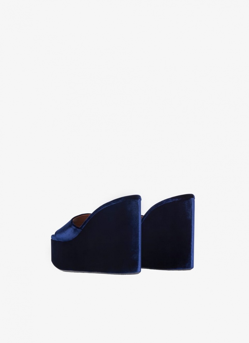 Mules Alaia Riviera Wedge Femme Bleu France | X6F-4755