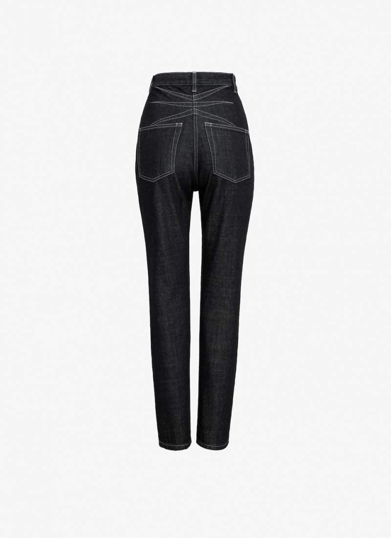 Pantalon Alaia High Taille Denim Femme Noir France | U8N-0908