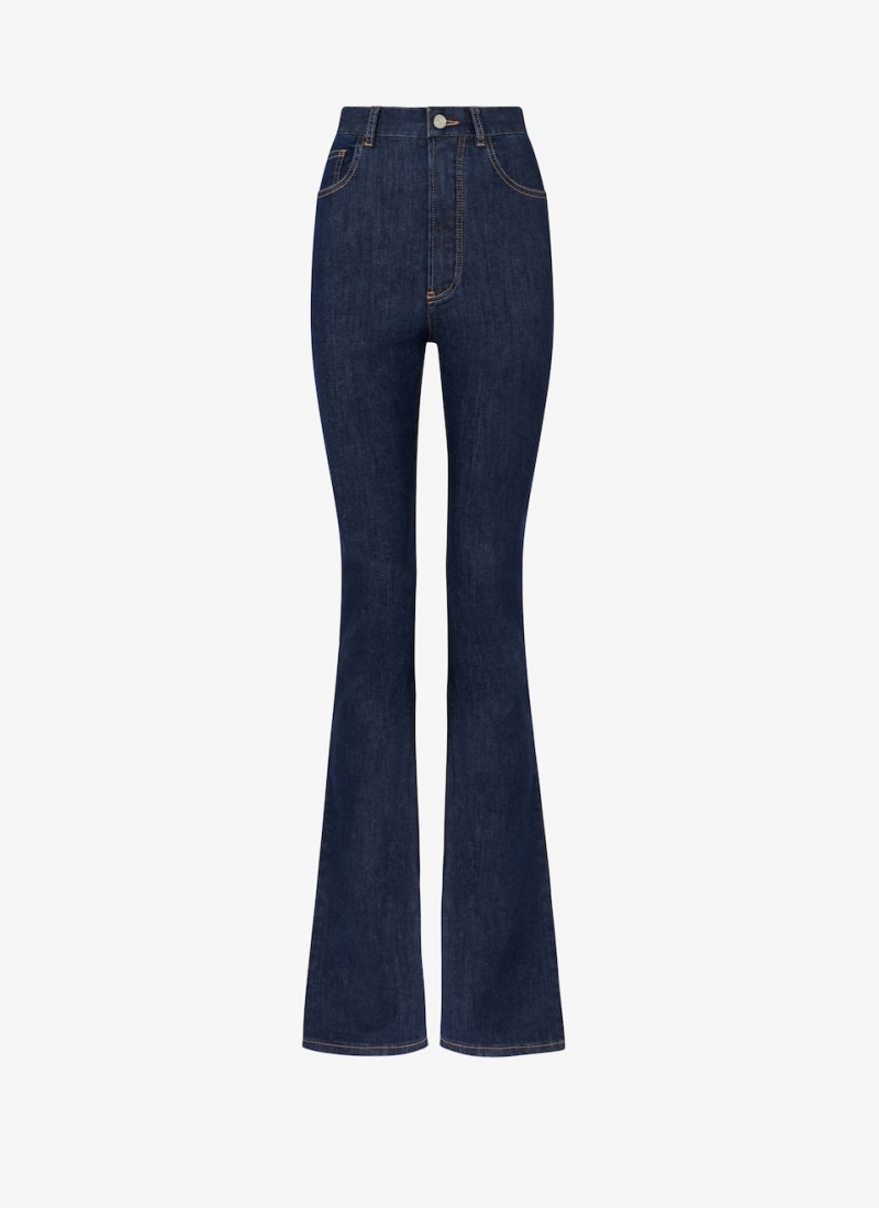 Pantalon Alaia Long Bootcut Denim Femme Bleu France | C3O-4001