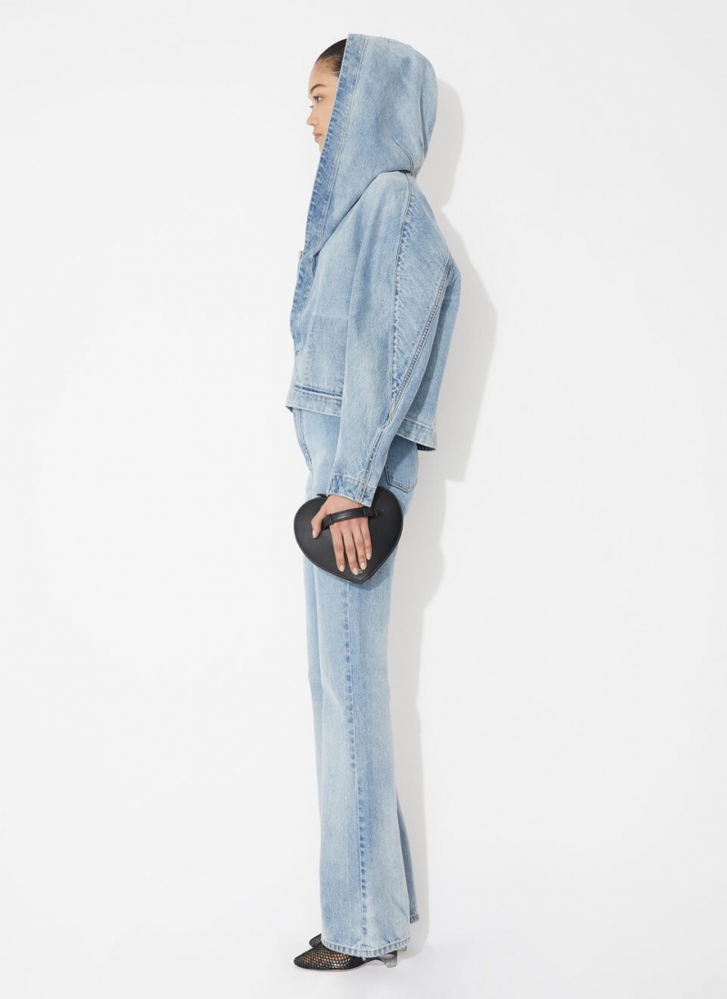 Pantalon Alaia Long Bootcut Denim Femme Bleu France | B7P-8332