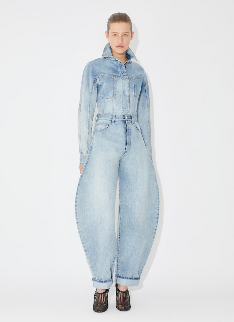 Pantalon Alaia Round Denim Femme Bleu France | G6W-4606