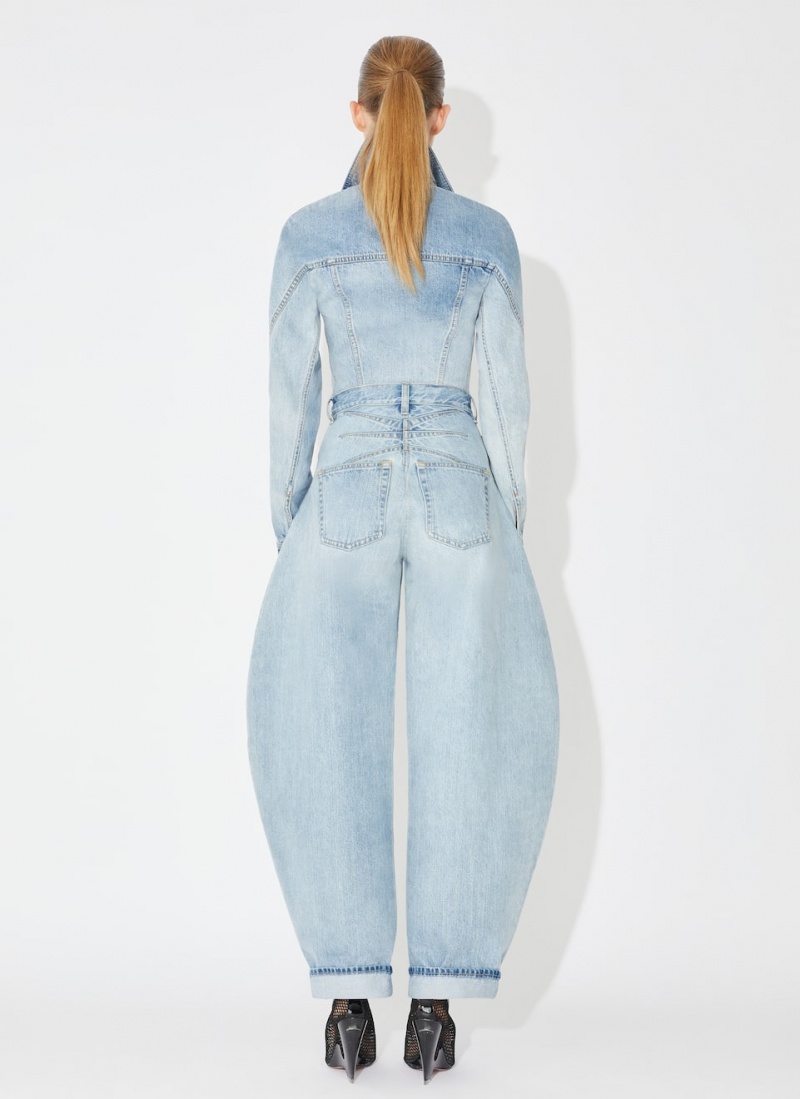 Pantalon Alaia Round Denim Femme Bleu France | G6W-4606