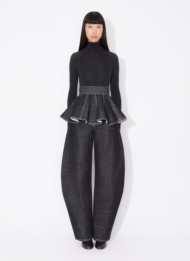 Pantalon Alaia Round Denim Femme Noir France | F1M-5091
