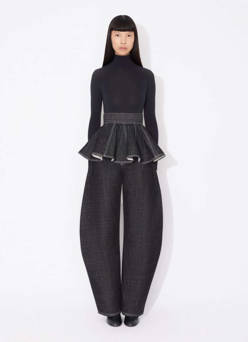 Pantalon Alaia Round Denim Femme Noir France | W5S-8698