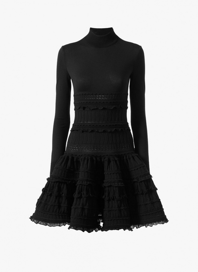 Peignoir Alaia High-neck Laine Crinoline Femme Noir France | P9P-8019