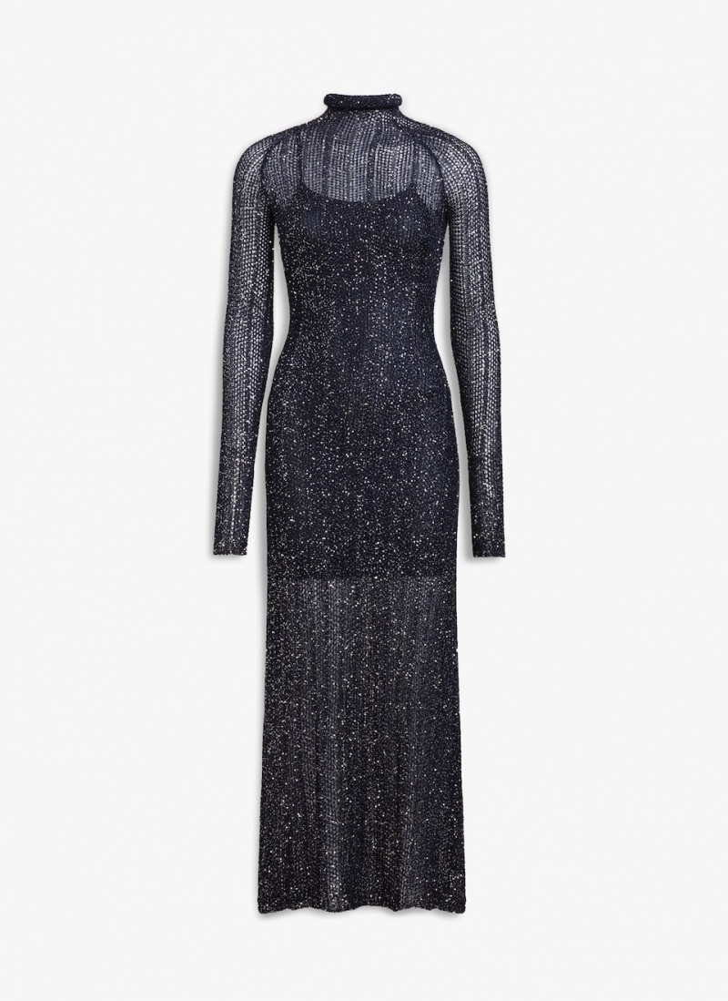 Peignoir Alaia Sequin Highneck Femme Bleu France | A2V-2076