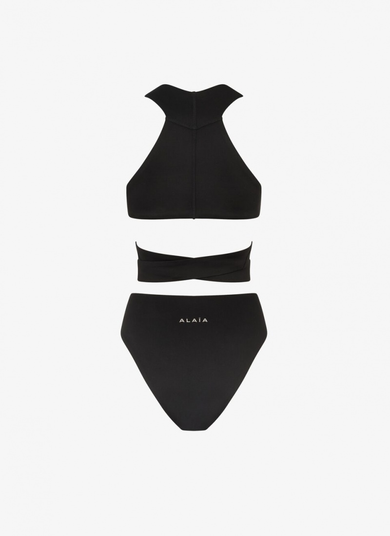 Vetement de Bain Alaia Jersey Bikini Femme Noir France | U6M-1137